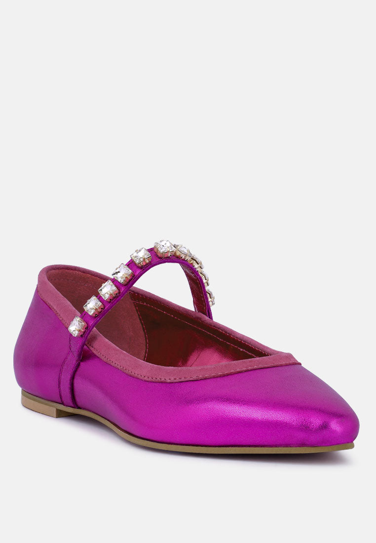 alverno metallic diamante mary jane leather flats-1