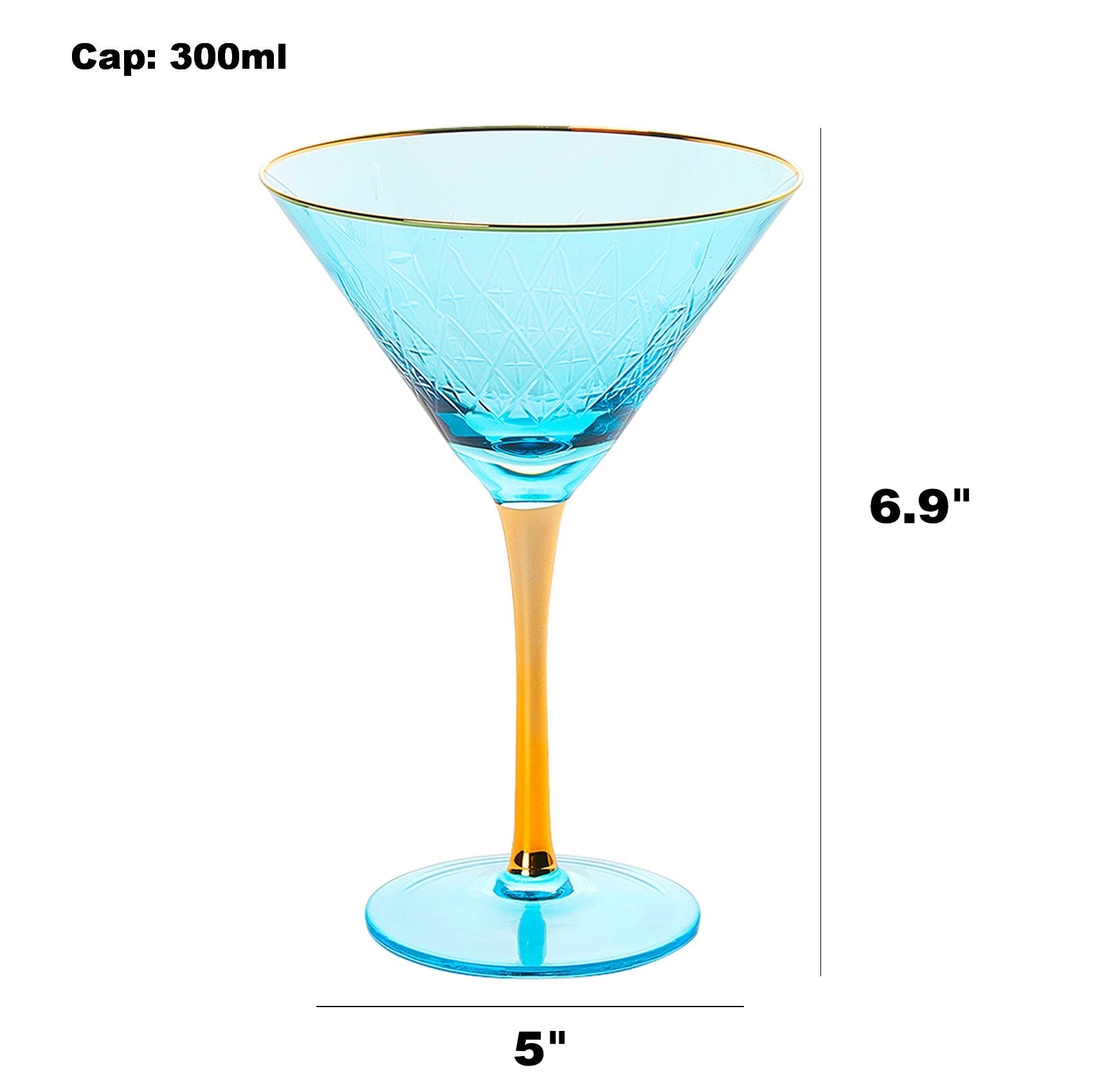 Crystal Martini Glasses Colored - Set of 4 - Stemmed Multi-Color Glass, Great for all Drink Types and Occasions - Luxury, Durable, Hand-Blown Vintage Art Deco Coupe for Champagne, Martini, Cocktails-5