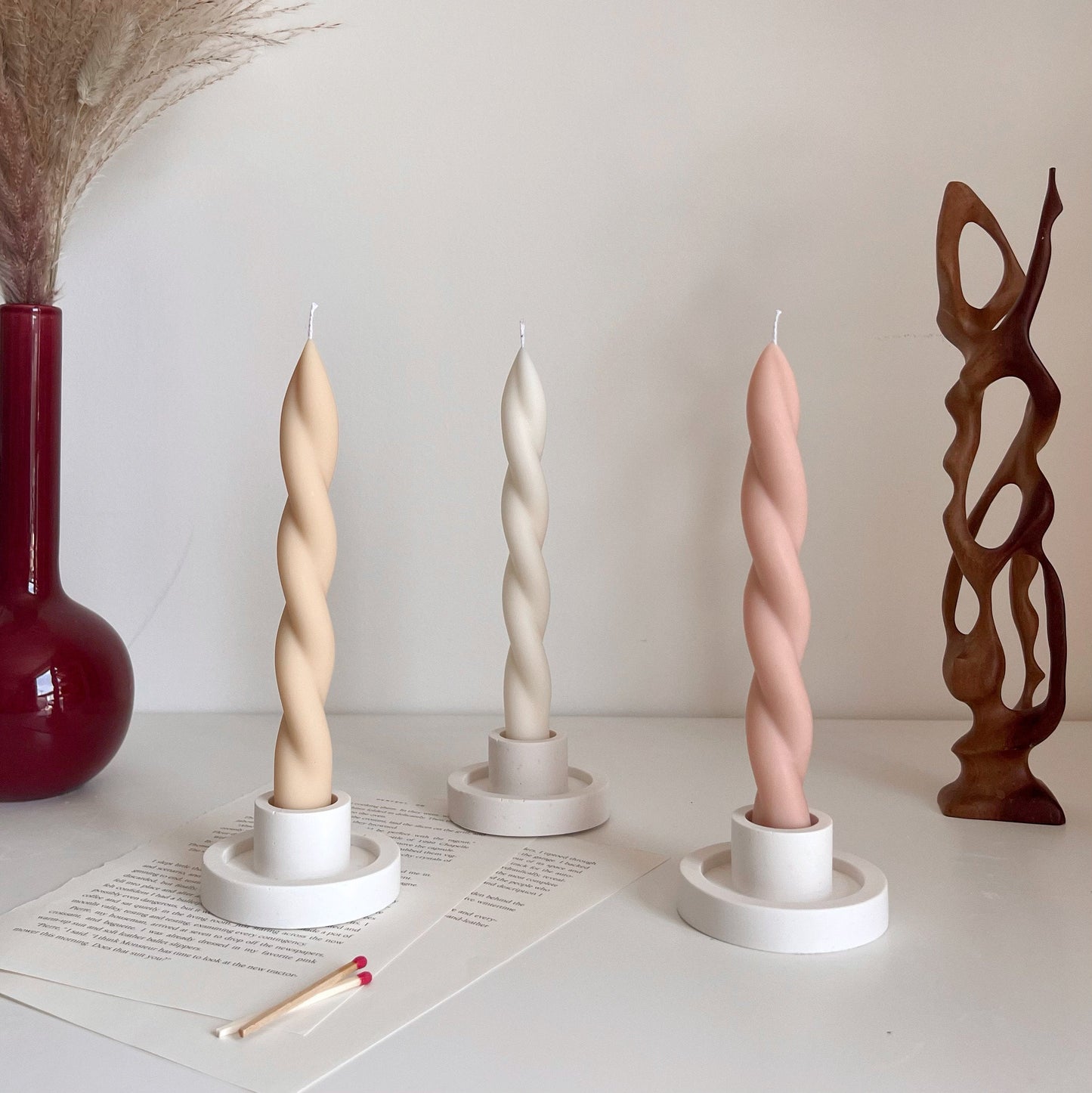 Short Twisted Taper Candle-0