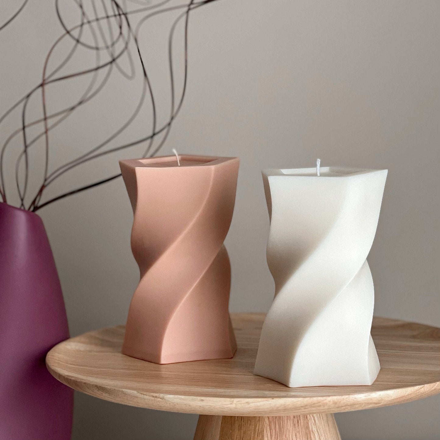 Unique Design Wavy Tall Pillar Candle-0