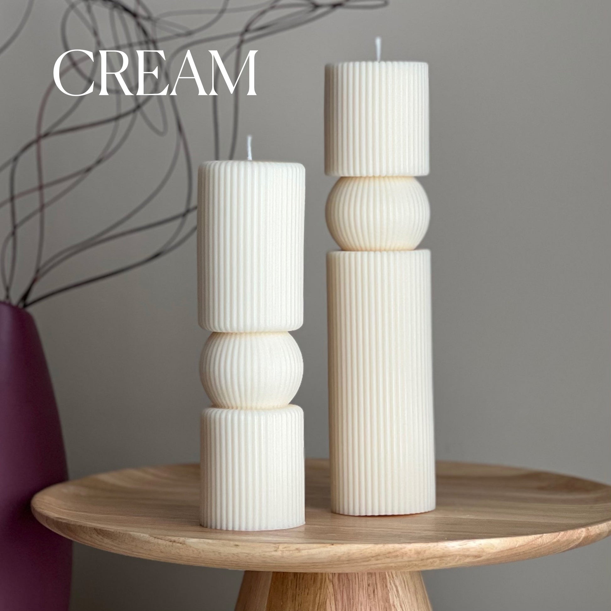 Roman Ribbed Tall Pillar Candle Set-2