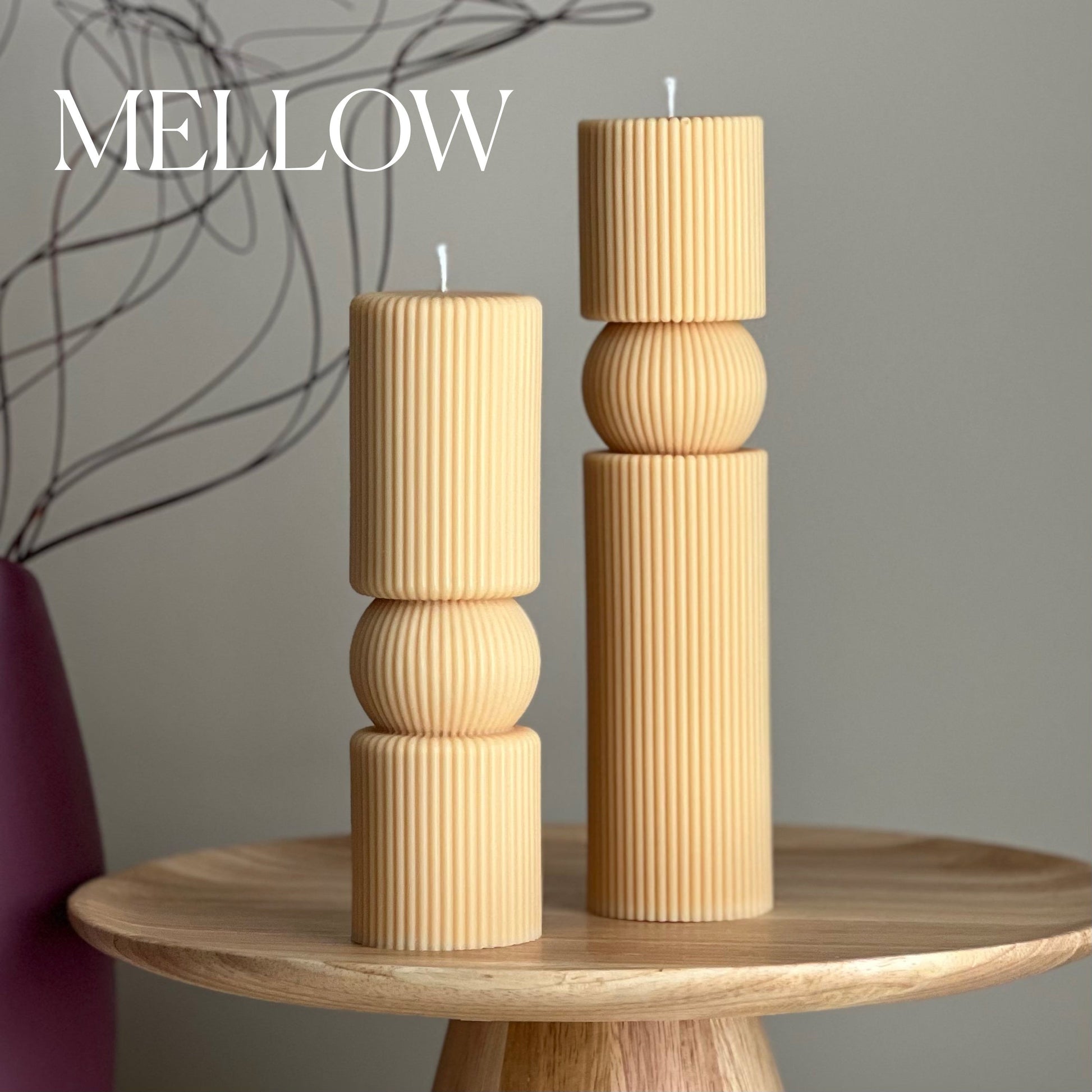 Roman Ribbed Tall Pillar Candle Set-3