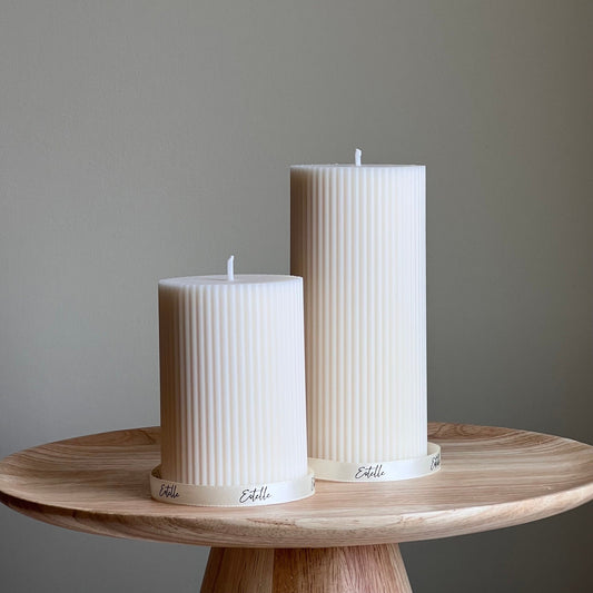 Ribbed Pillar Candle-0