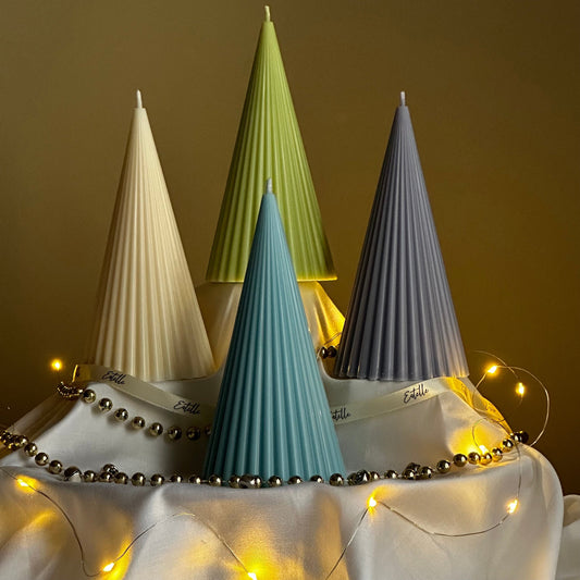 Minimalist Christmas Ribbed Cone Candle-0
