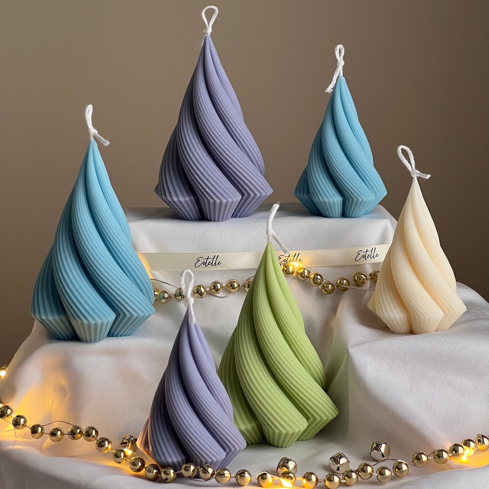 Swirl Stripped Christmas Tree Candle-0
