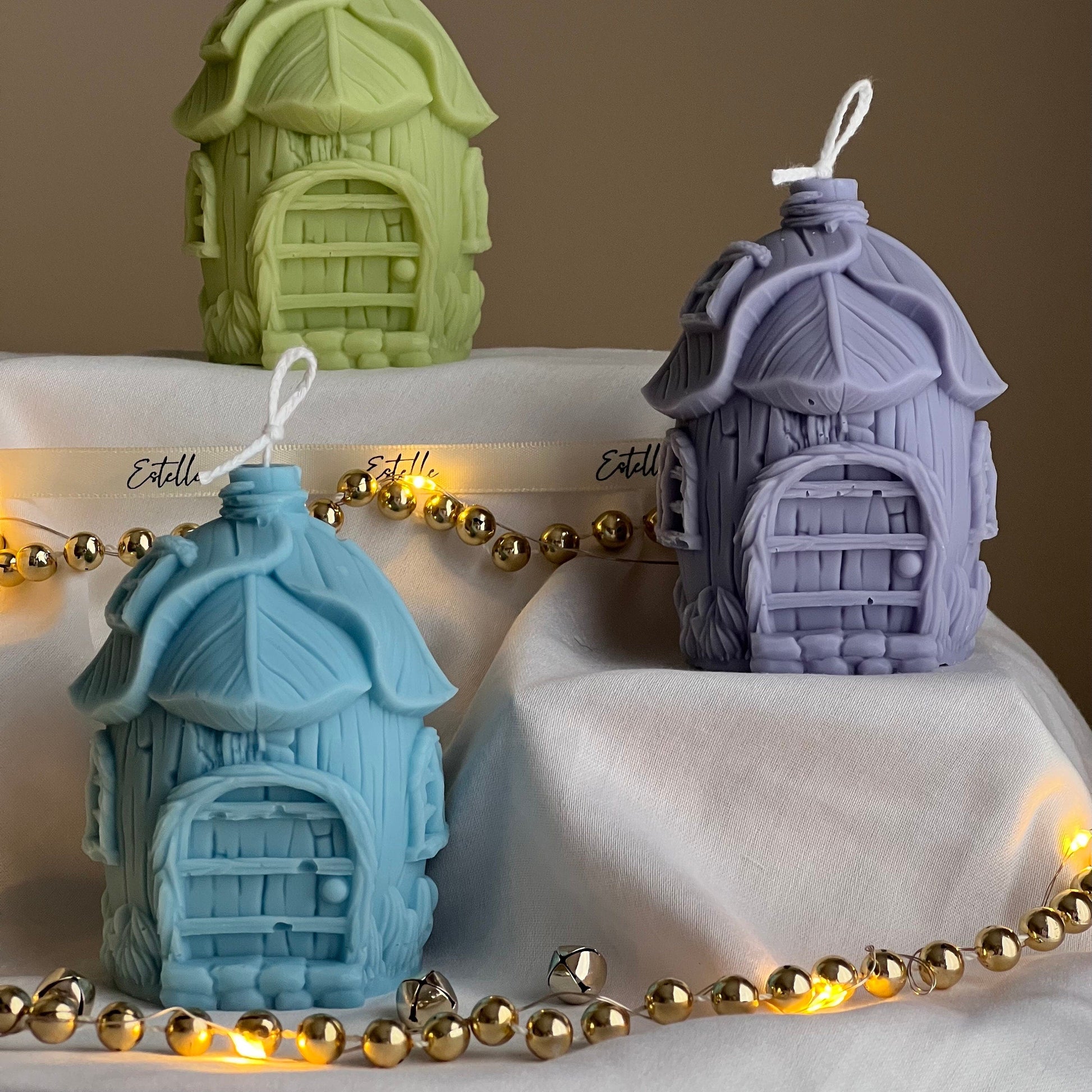 Leaf Christmas House Candle-3