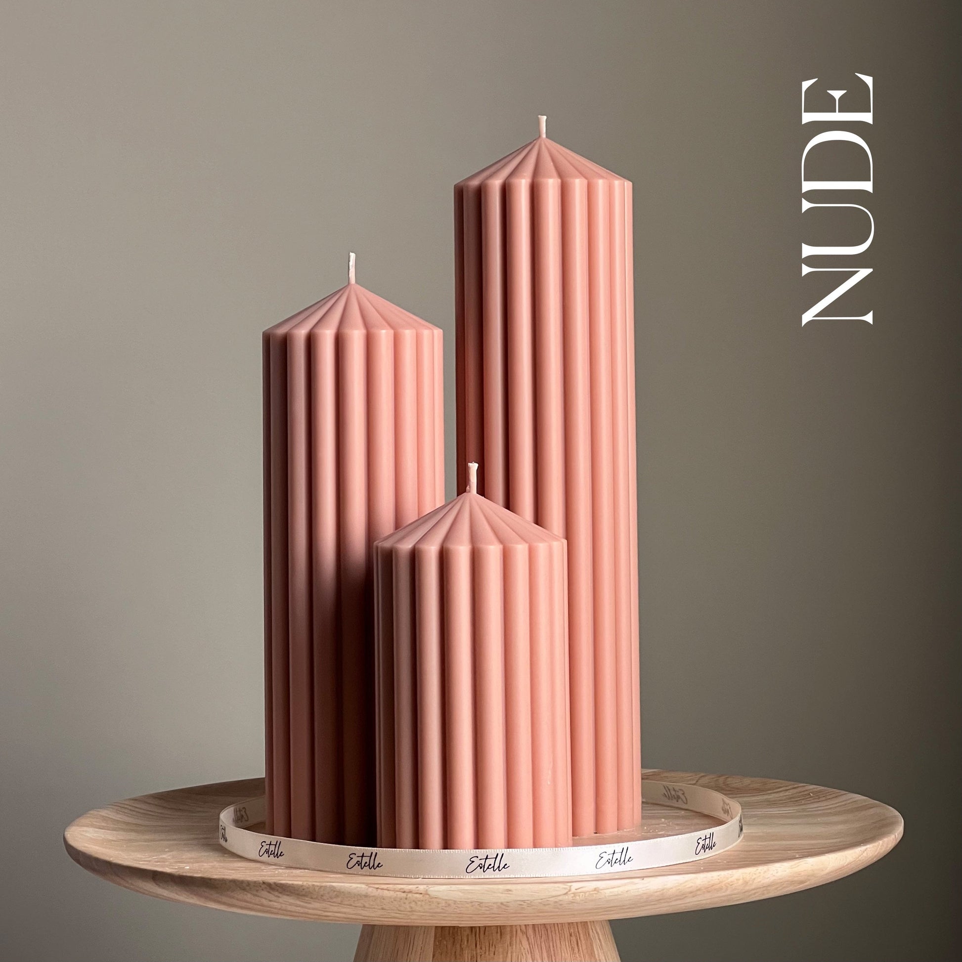 Huge Ribbed Peak Pillar Candle Trio-2