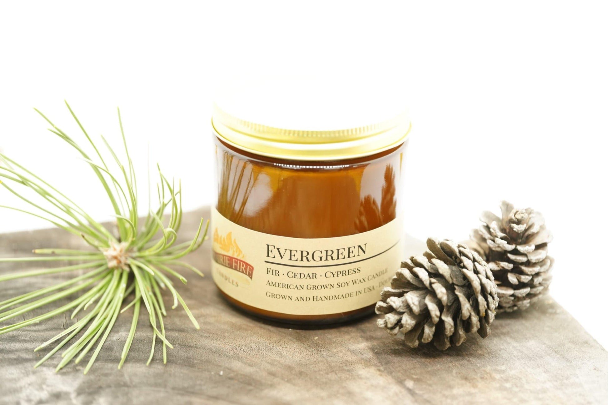 Evergreen Soy Wax Candle | 16 oz Double Wick Amber Apothecary Jar-3