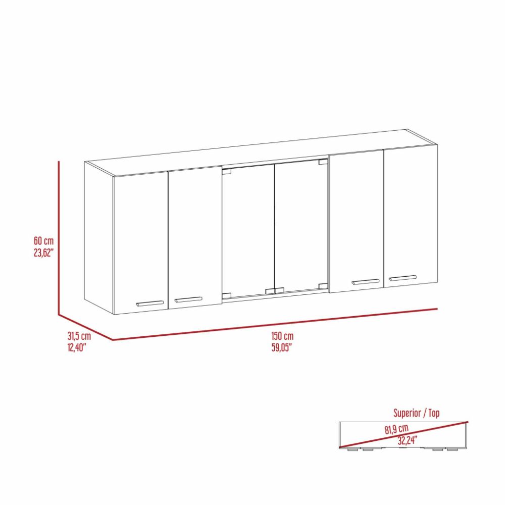Superior Wall Cabinet Peoria, Four Interior Shelves, Black Wengue Finish-7