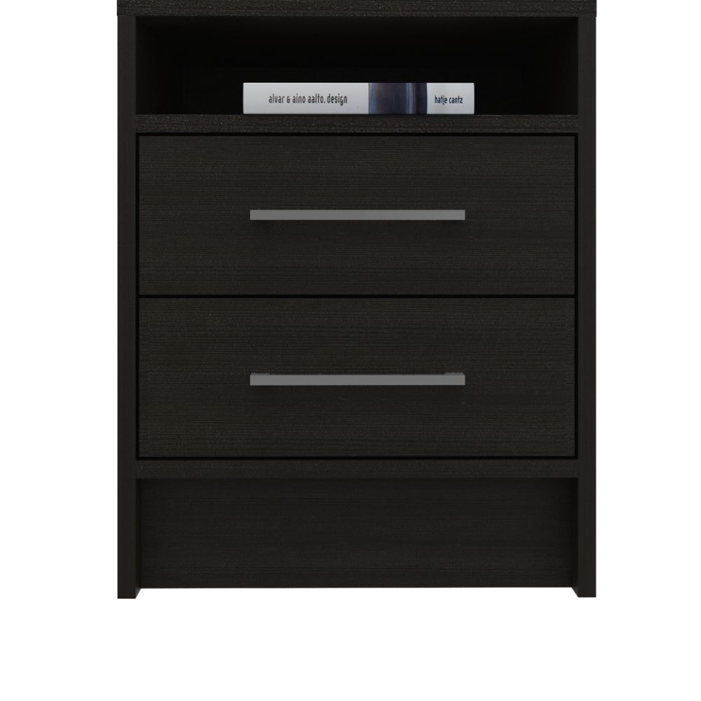 Nightstand Cartiz, Two Drawers, Black Wengue Finish-6