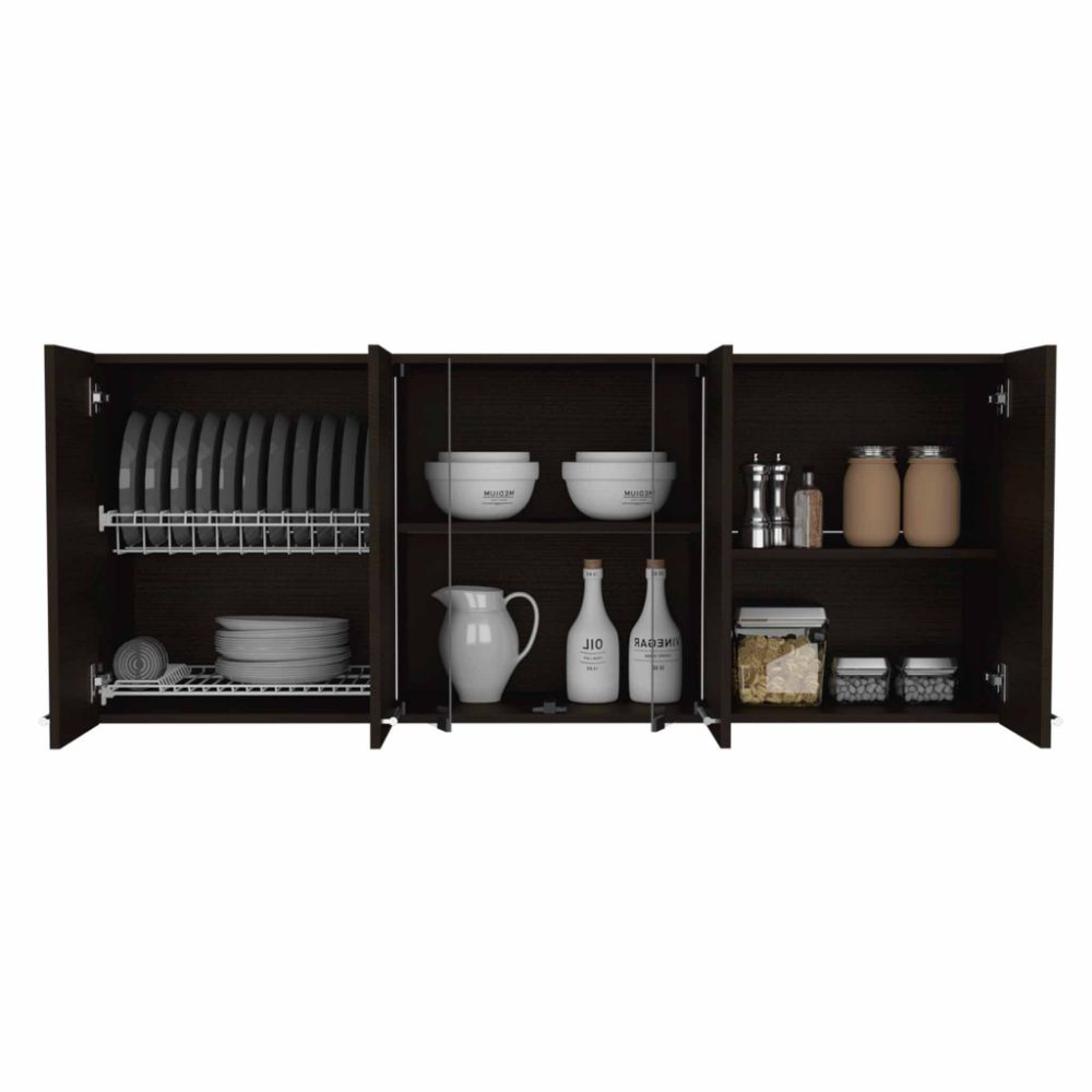 Superior Wall Cabinet Peoria, Four Interior Shelves, Black Wengue Finish-6