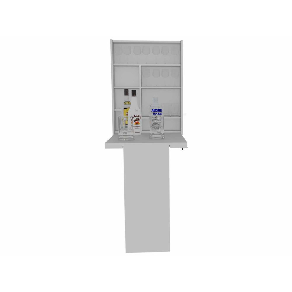 Foldable Table Tacoma, Seven Interior Shelves, White Finish-6