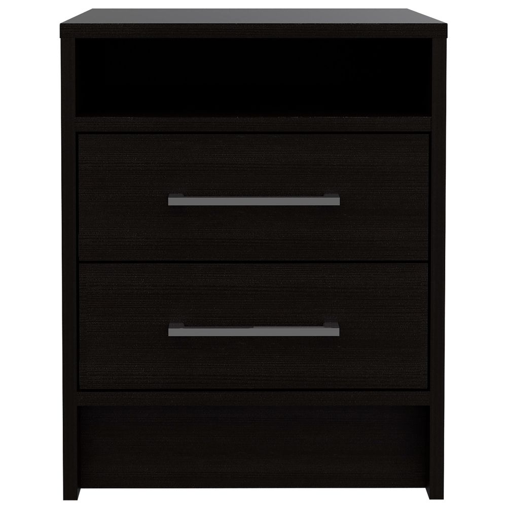 Nightstand Cartiz, Two Drawers, Black Wengue Finish-5