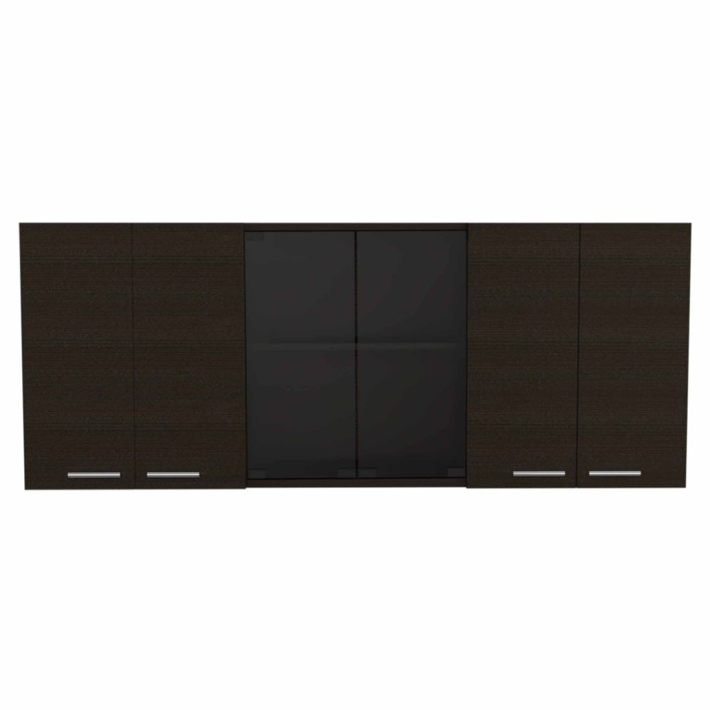 Superior Wall Cabinet Peoria, Four Interior Shelves, Black Wengue Finish-5