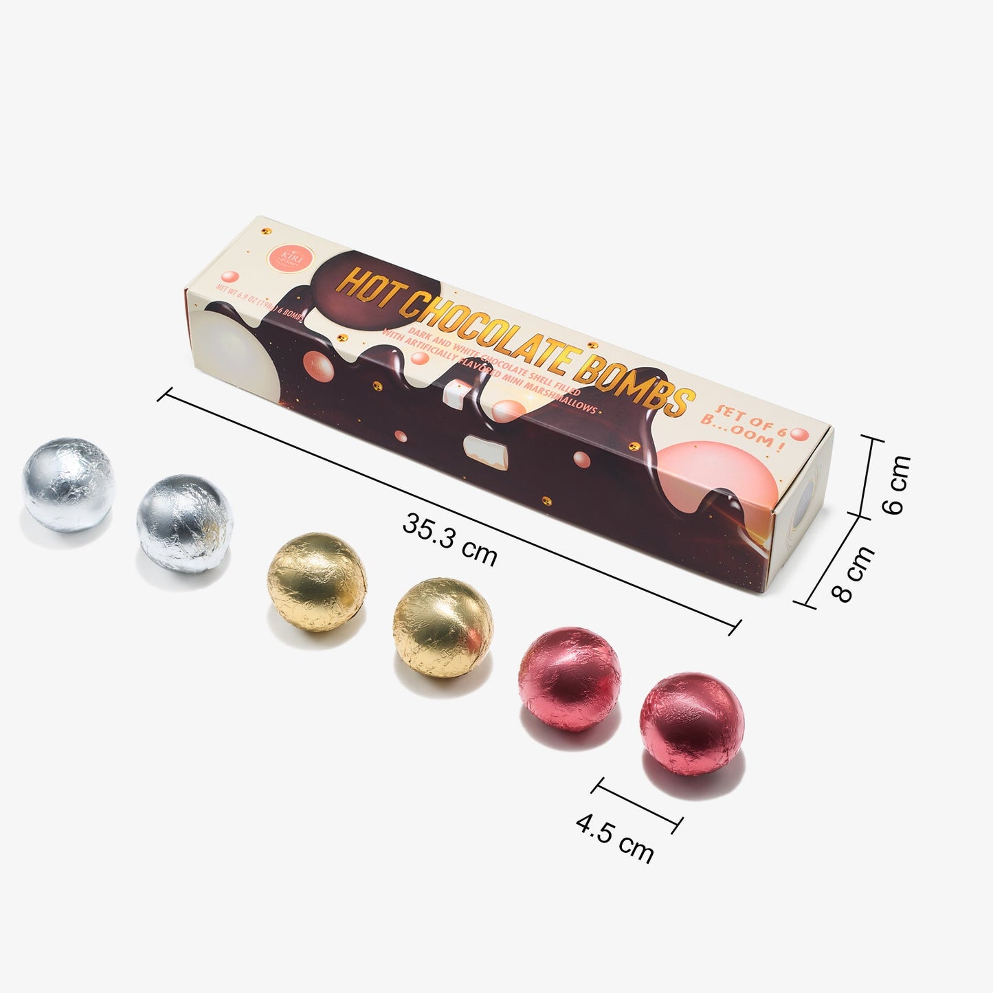 Hot Chocolate Bombs - Set of 6-3 Flavors of White, Fudge Brownie, Strawberry Chocolates - Delicious Cocoa Bombs Filled with Marshmallows - Classic Bomb Gift Set, Melting Marshmallow Delicious Gifts-5