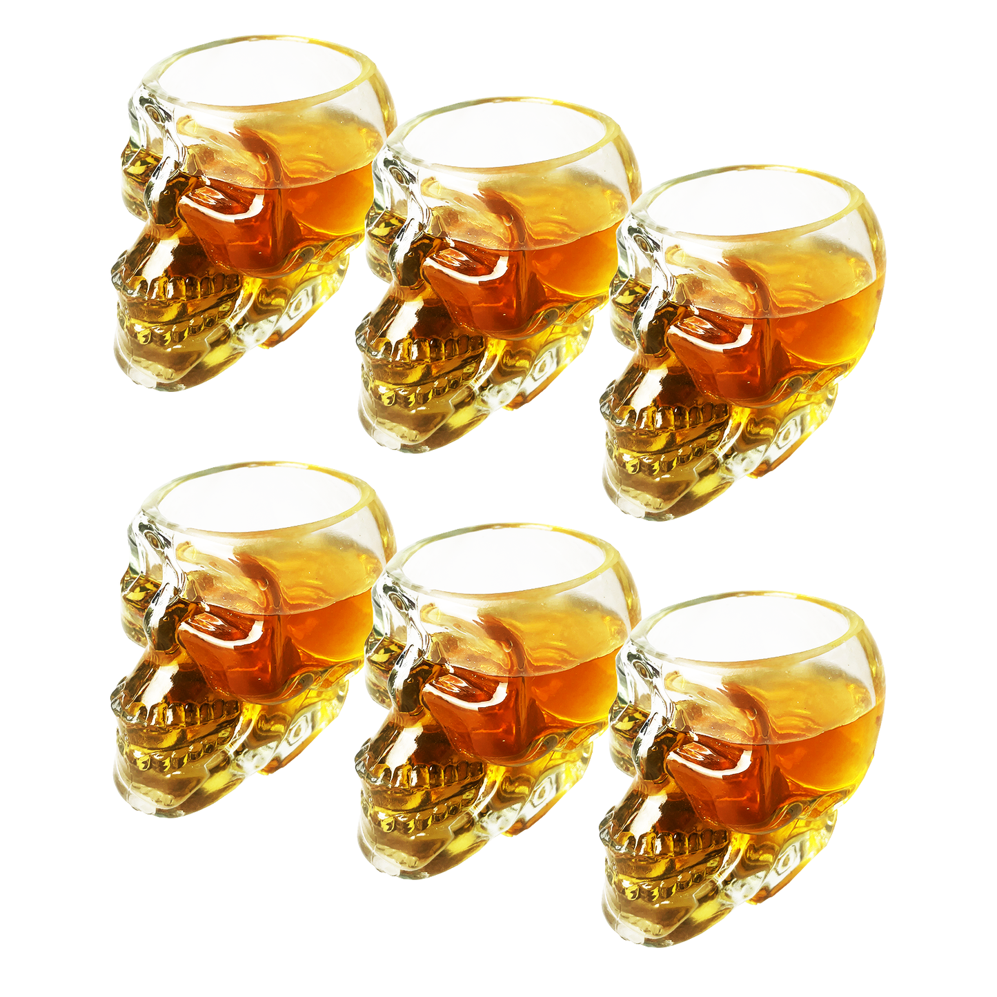 Skull Shot Glasses Set of 6 by The Wine Savant - 3oz Skull Glasses 3" H - Goth Gifts, Skull Gifts, Skull Decor, Skeleton Decor, Skull Shaped Glasses, Perfect for Halloween Themed Parties!-5