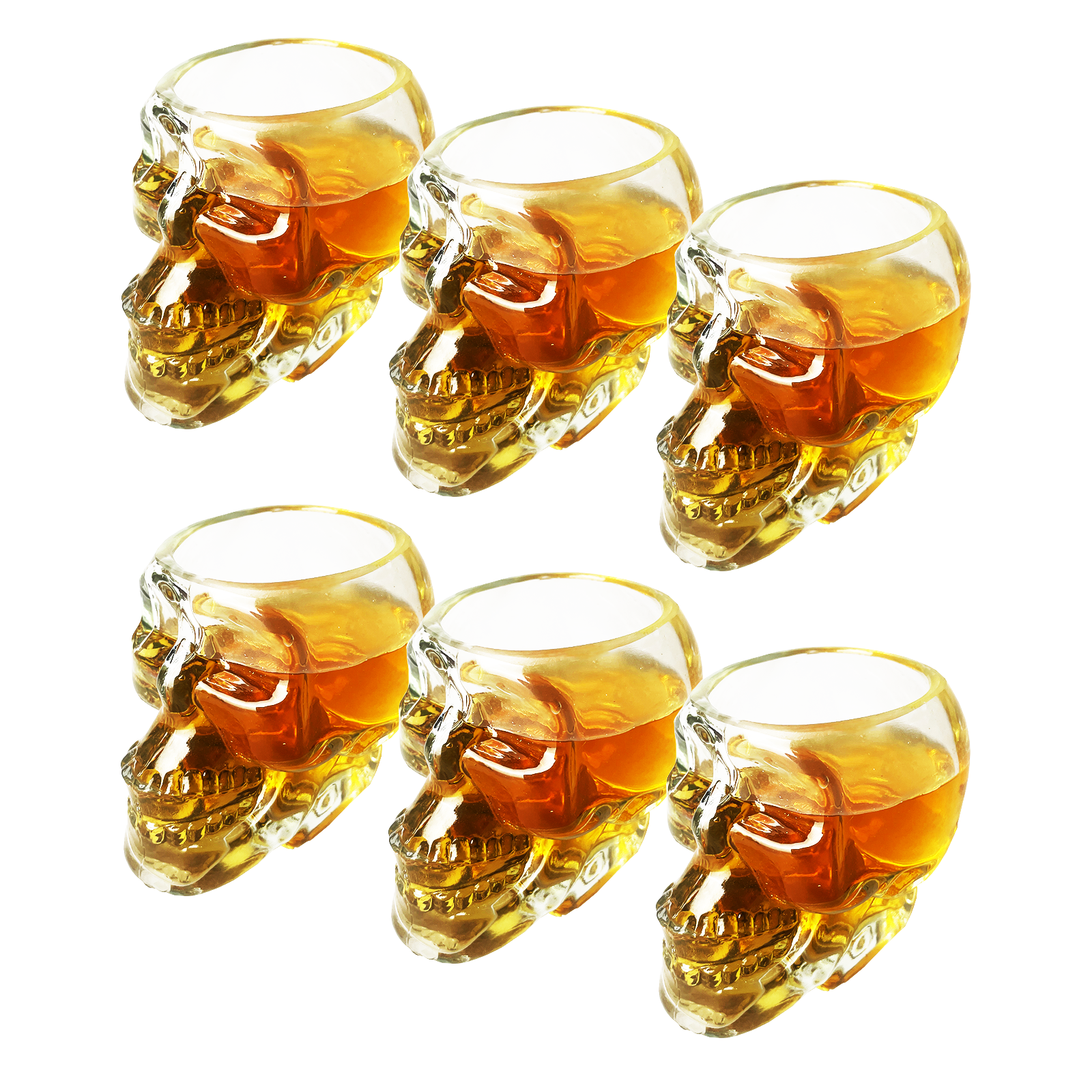 Skull Shot Glasses Set of 6 by The Wine Savant - 3oz Skull Glasses 3" H - Goth Gifts, Skull Gifts, Skull Decor, Skeleton Decor, Skull Shaped Glasses, Perfect for Halloween Themed Parties!-5